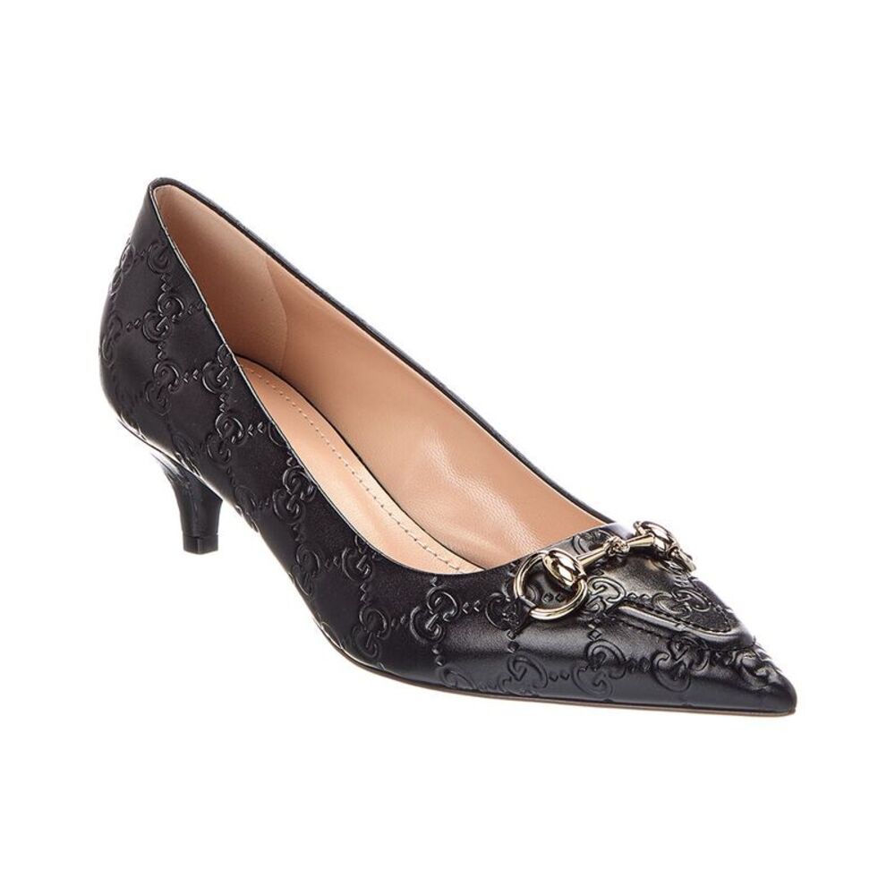 Gucci Gg 50Mm Horsebit Leather Pump, Black